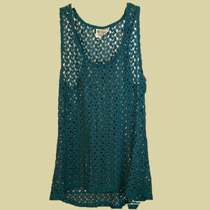 Pretty Rebellious Green Lace Tank Top Cover Up No Size Tag